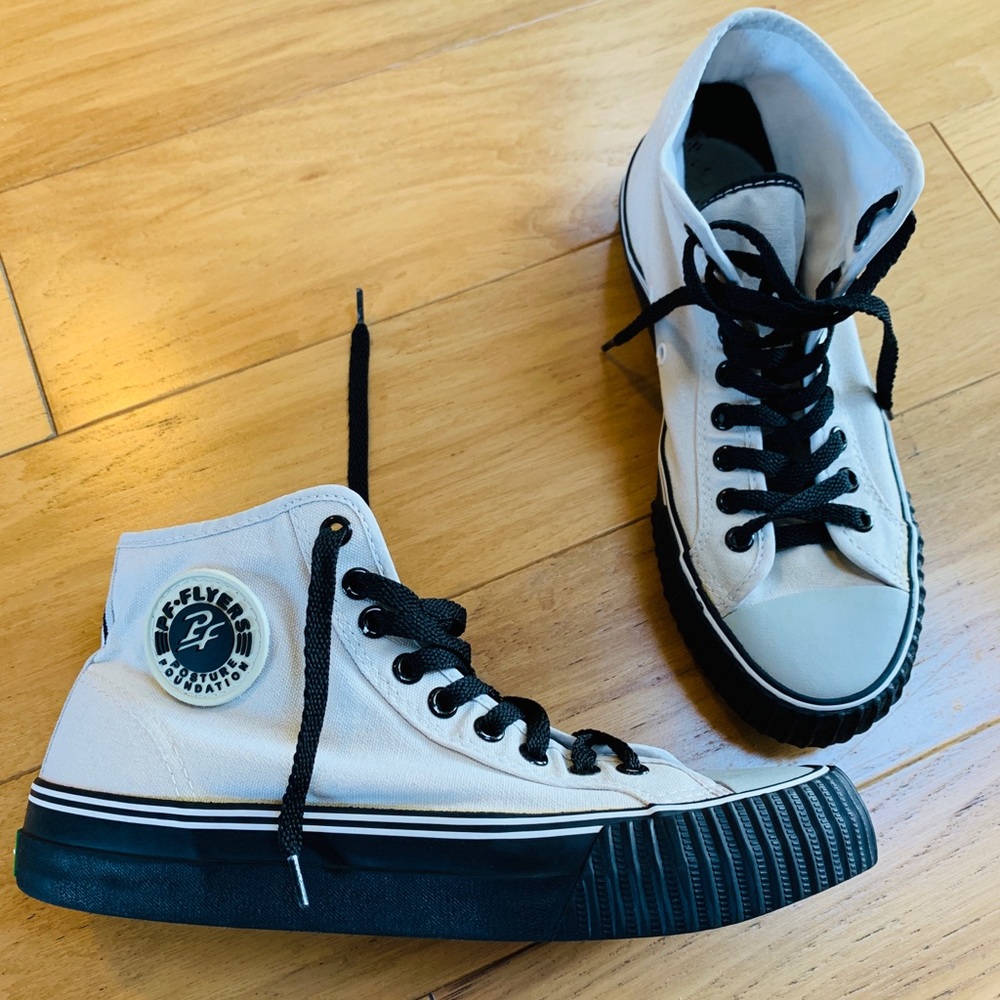 PF-Flyers high top canvas cream sneakers W8.5